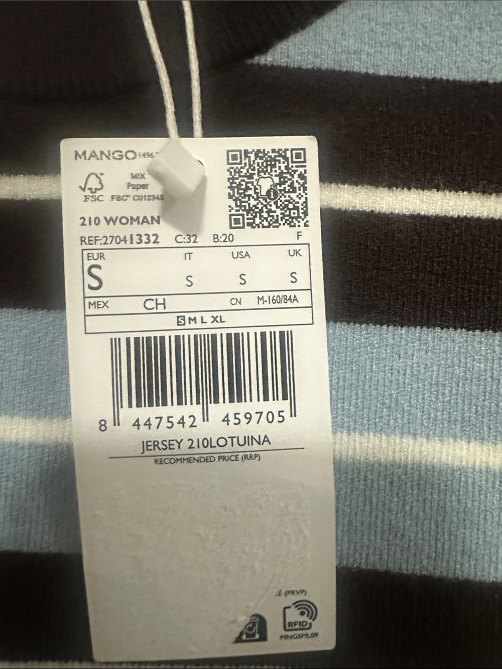 Mango Oversized Striped Sweater Brown Blue Size Small - Picture 4 of 4
